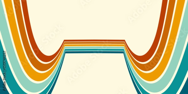 Obraz Abstract background of rainbow groovy Wavy Line design in 1970s Hippie Retro style. Vector pattern ready to use for cloth, textile, wrap and other.