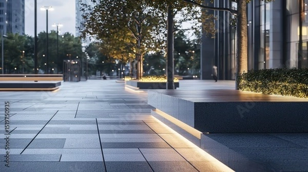Obraz Urban Oasis, Evening Ambiance in Modern Cityscape