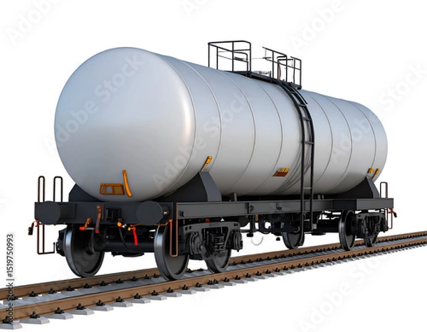 Obraz A white tanker railcar on tracks, ready for transport