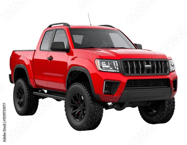 Obraz A vibrant red pickup truck, rugged and stylish,  ready for adventure