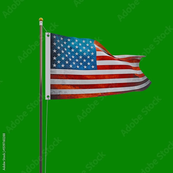 Obraz american flag isolated on green background