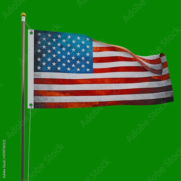 Obraz american flag isolated on green background