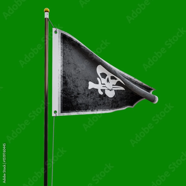 Obraz Pirate flag  isolated  on green background