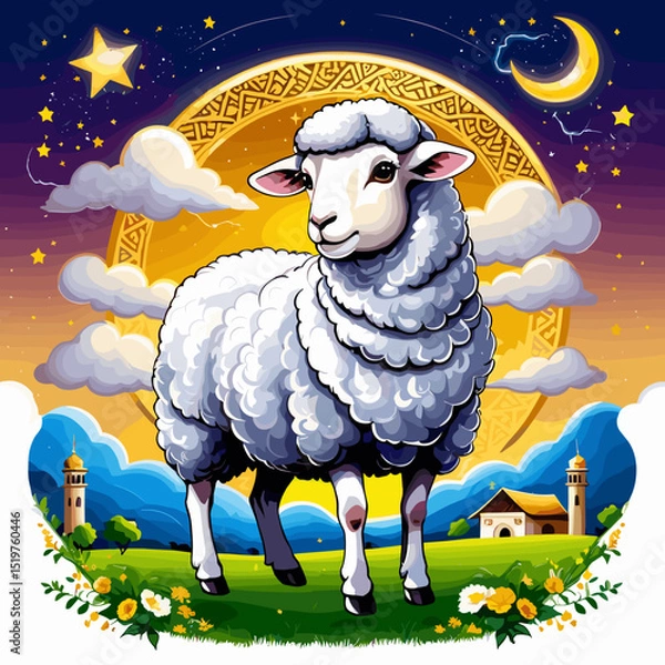 Obraz idul adha goat vector art,  moslem qurban