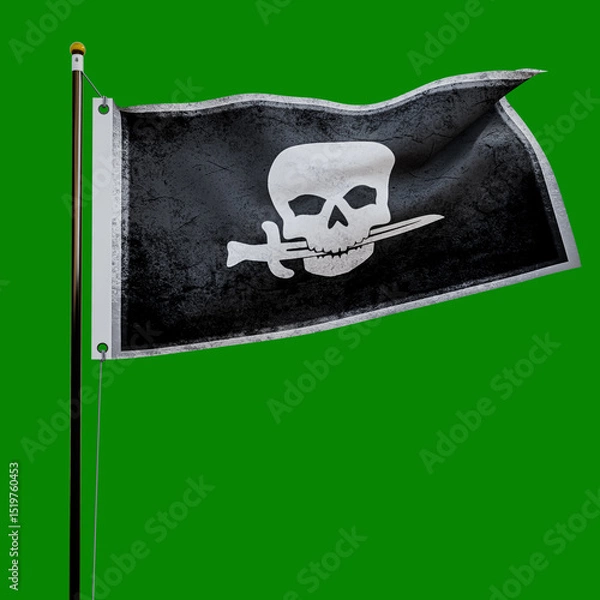 Obraz Pirate flag  isolated  on green background