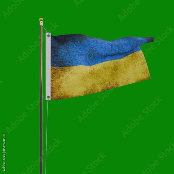 Obraz Ukranian Flag isolated on green background
