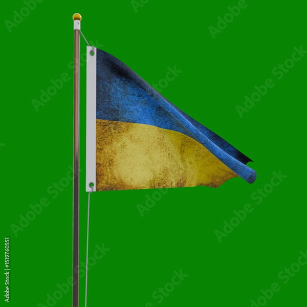 Obraz Ukranian Flag isolated on green background