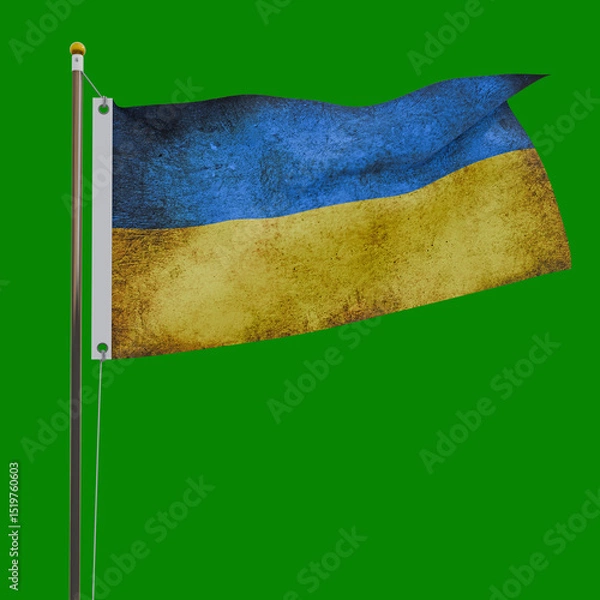 Obraz Ukranian Flag isolated on green background