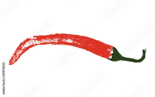 Fototapeta Charcoal style vector doodle chili pepper and jalapeno. Hand drawn symbol for food labels, cosmetic packaging, kitchen decor, and extended license design projects.