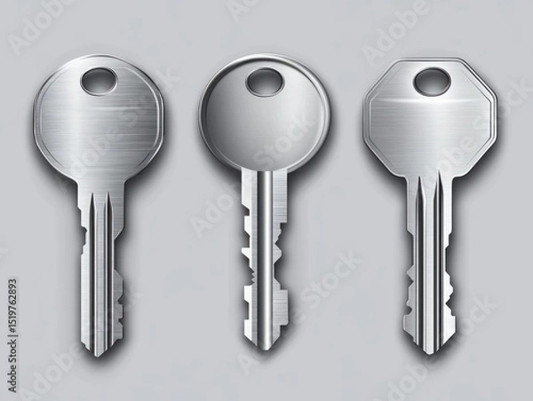 Obraz A set of keys with an isolated metallic silver background