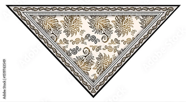Fototapeta Abstract paisley shawl triangle border pattern background illustration. 