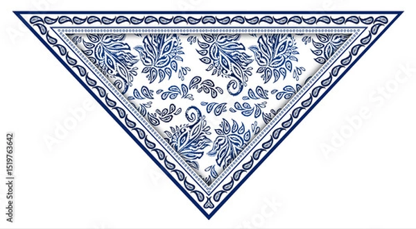 Fototapeta Abstract paisley shawl triangle border pattern background illustration.	