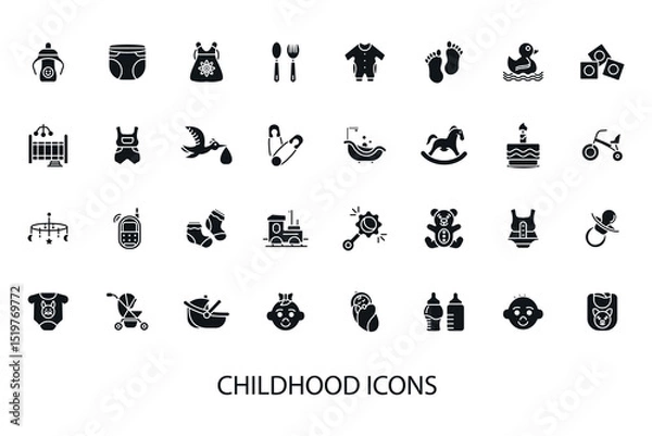 Obraz childhood icons set isolated on White Background Flat style design