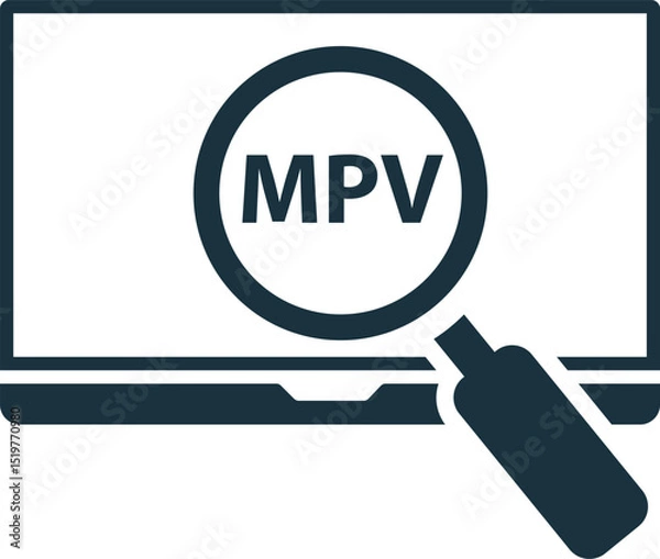 Fototapeta Magnifying glass showing mvp on laptop screen, analyzing minimum viable product