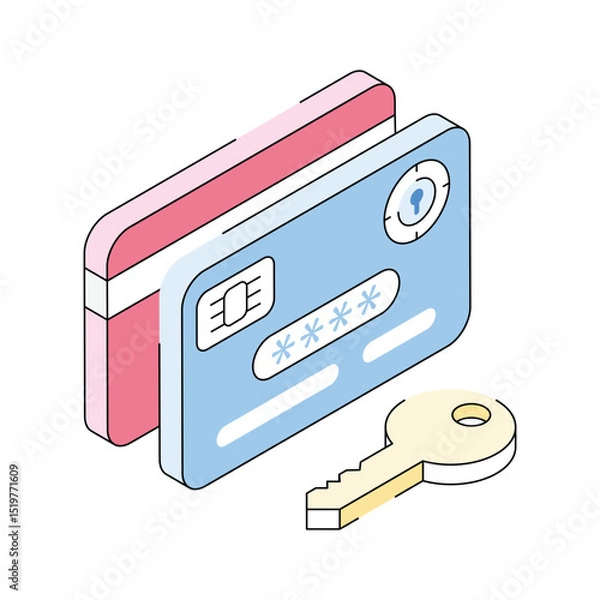 Fototapeta A visually appealing isometric icon of smart card access