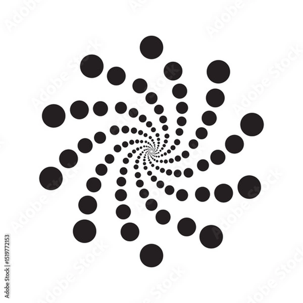 Fototapeta Optical illusion with black squares in a spiral pattern on a white background. The design creates a hypnotic effect