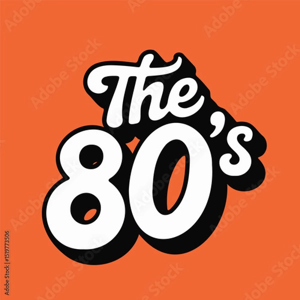 Obraz Classic 80s Style Typography: Retro Orange Background Logo