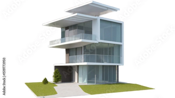 Obraz Modern architectural design of a three-story building.