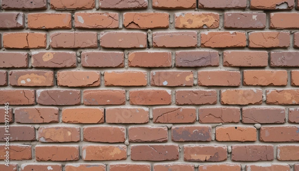 Fototapeta Textured brick surface in classic layout showing signs of age and wear
