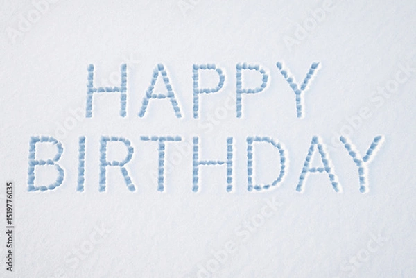 Fototapeta 雪の上のハッピーバースデーの文字