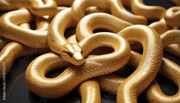 Fototapeta Golden Snakes Abstract: A Luxurious and Intricate Reptilian Texture