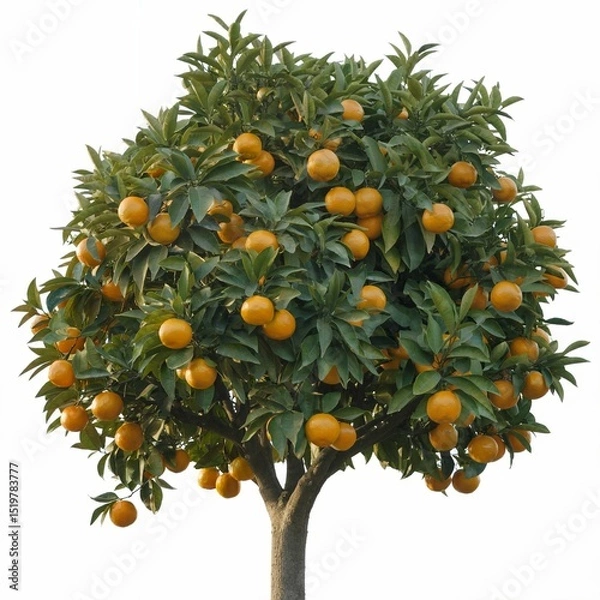 Obraz a full mature orange tree isolated on a white background