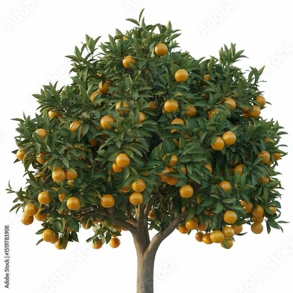 Obraz a full mature orange tree isolated on a white background