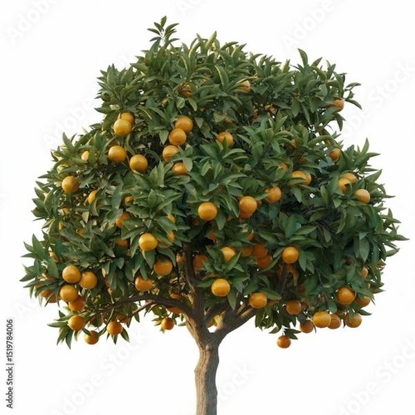 Obraz a full mature orange tree isolated on a white background