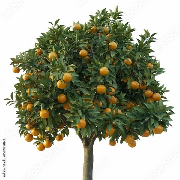 Obraz a full mature orange tree isolated on a white background