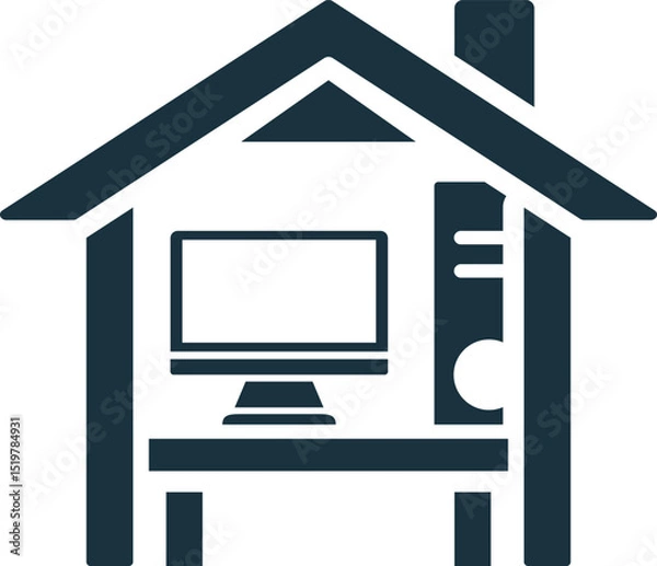 Fototapeta Home office representing working from home with computer and desk inside house