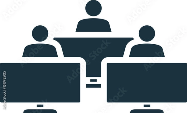 Fototapeta Business people working with computers icon showing meeting and collaboration