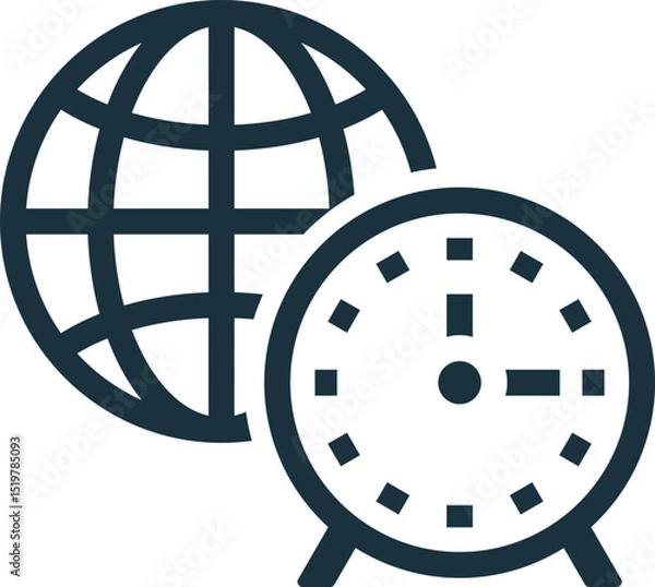 Fototapeta World clock showing global time and international communication