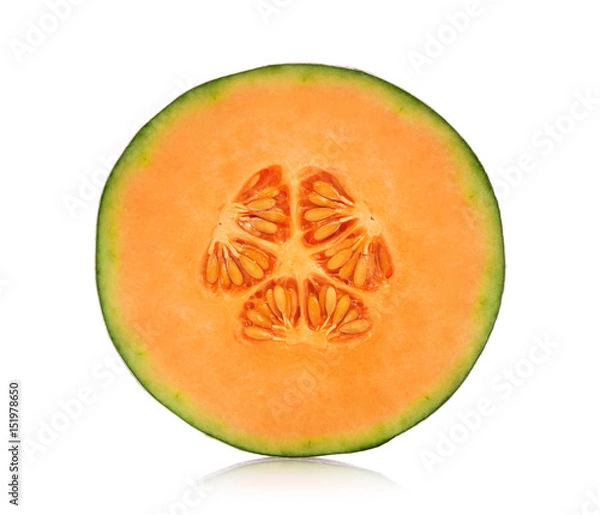 Fototapeta A half of cantaloupe melon isolated on white background.