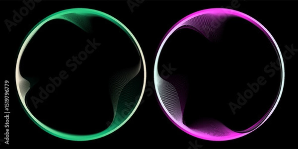 Fototapeta et of black thick halftone dotted speed lines. Speed lines in circle form. Geometric art. Design element for frame, logo, tattoo, web pages, prints, posters, template, abstract vector background.
