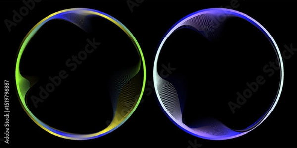 Obraz et of black thick halftone dotted speed lines. Speed lines in circle form. Geometric art. Design element for frame, logo, tattoo, web pages, prints, posters, template, abstract vector background.