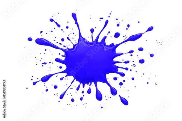 Fototapeta Vibrant blue paint splash with dynamic droplets radiating outward, creating energetic and artistic effect. splash is isolated on transparent background, ideal for creative projects