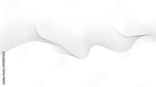 Obraz Abstract Black Line Wave Background on White