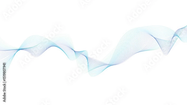 Obraz Blue and Green Wave Line Background, Abstract Flowing Curves Design