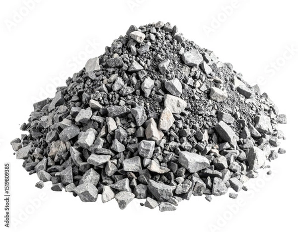 Fototapeta A pile of crushed gray stones of various sizes.