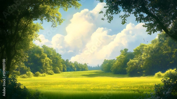 Obraz sun rays in the forest