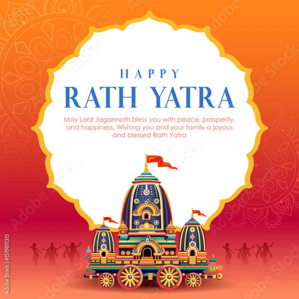 Obraz Chariot of Lord Jagannath, Balabhadra and Subhadra on annual Rathayatra in Odisha festival background