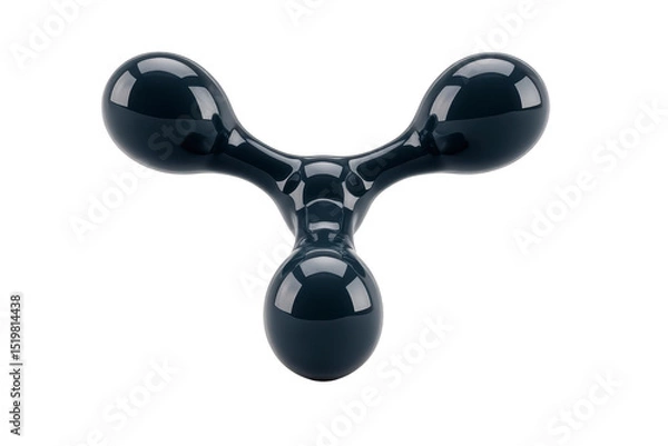 Fototapeta Sleek, black, three pronged fidget spinner with glossy finish, designed for stress relief and focus enhancement. Its modern, minimalist design makes it popular choice for all ages