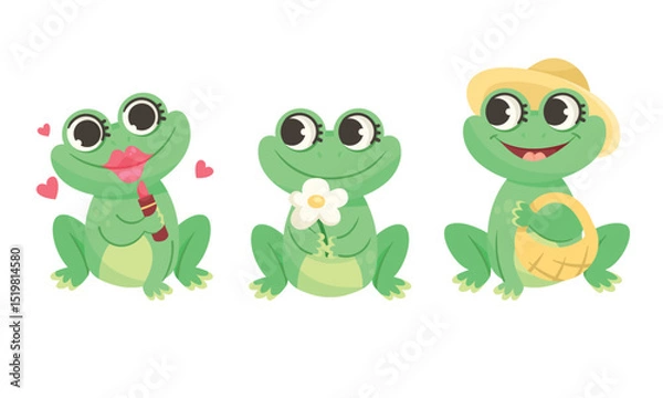 Obraz These charming cartoon frogs have unique facial expressions and fun accessories, delighting all
