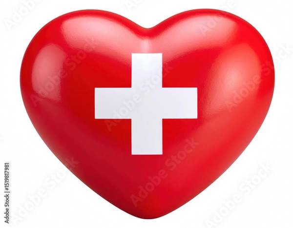 Obraz Heart-shaped design featuring the swiss flag symbolizing love and national pride perfect for celebrating swiss heritage and culture isolate on transparent background