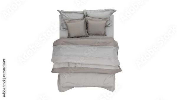 Fototapeta Bedroom model with wooden frame and soft and comfortable sponge material with white background