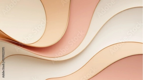 Fototapeta Minimal Elegant Pastel Background with Curved Waves and Minimal grainy texture and Light Effects