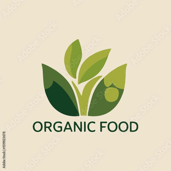 Obraz A vibrant organic food logo design featuring intertwined fruits and vegetables, symbolizing a healthy lifestyle and community connection in a colorful style.