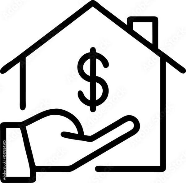 Fototapeta house purchase vector outline icon on white or transparent background