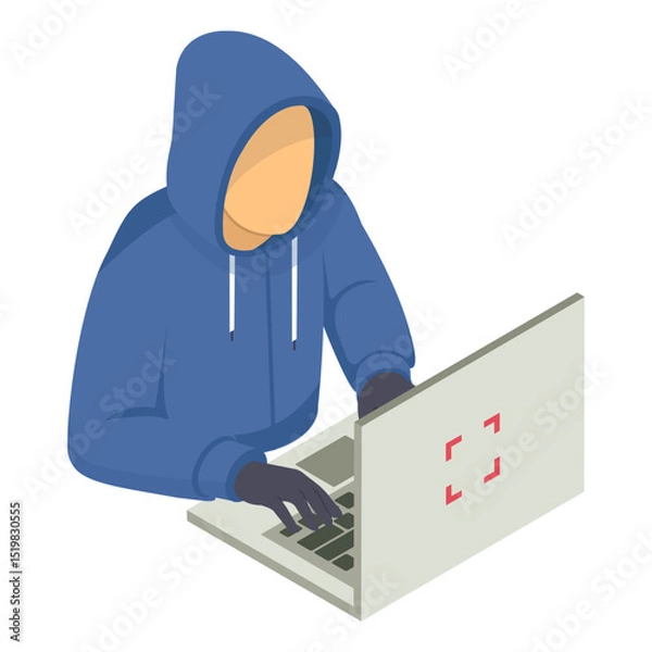Obraz targets individuals for stealing private information isometric Concept, phishing Scams vector icon design, White Collar Crime symbol, Computer crime Sign, security breakers stock illustration