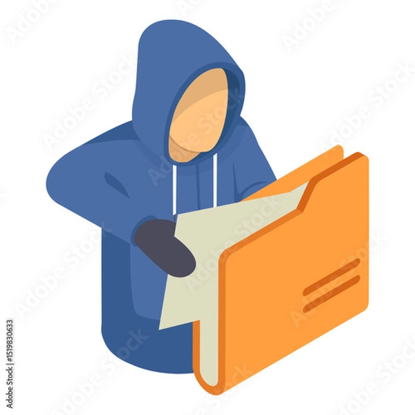 Obraz ransomware malware isometric Concept, browser redirect vector icon design, White Collar Crime symbol, Computer crime Sign, security breakers stock illustration